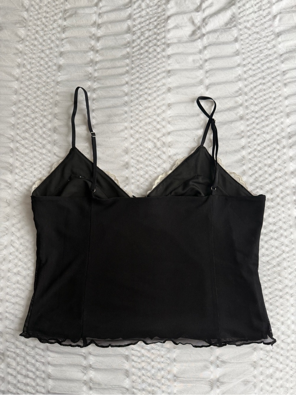Tiger Mist Black Camisole with White Lace Trim - Picture 4 of 4